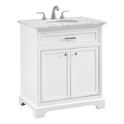 Elegant Decor Americana 30" Wood Single Bathroom Vanity in White