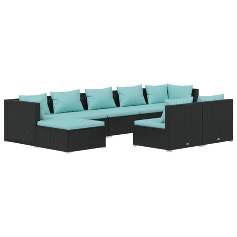 vidaXL Garden Lounge Set Black, Water Blue