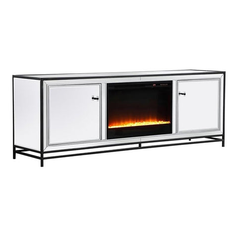 Elegant Decor James TV Stand for TVs up to 65" with Crystal Fireplace in Black
