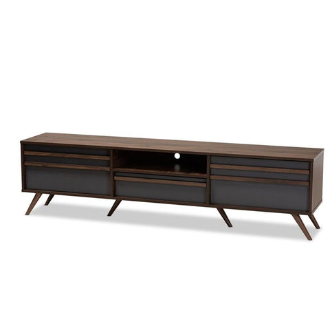 Baxton Studio Naoki Wood 60" TV Stand in Gray and Walnut