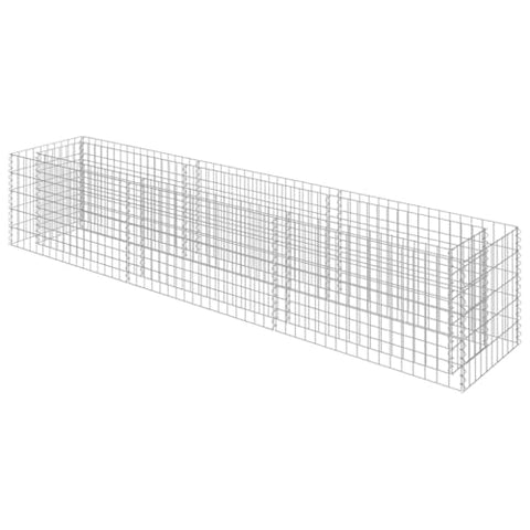 vidaXL Silver Galvanized Steel Gabion Raised Bed - Versatile and Durable Outdoor Garden Planter, High Load Capacity with Mesh Grid Structure, 106.3"x19.7"x19.7", Ideal for Flowers and Plant Beds