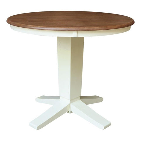 IC INTERNATIONAL CONCEPTS 36" Solid Wood Round Top Pedestal Dining Table - 29.9" High