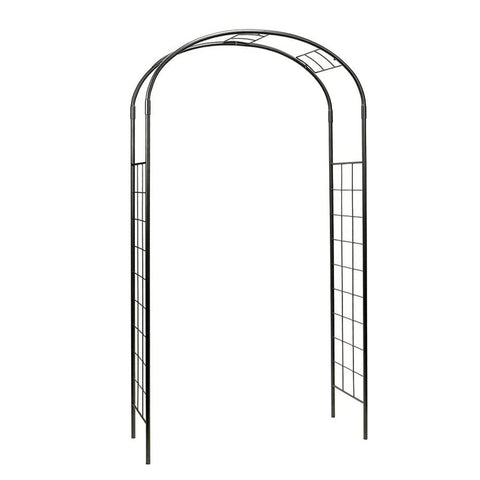 Oakestry ARB-10 Monet Wrought Iron Arbor Metal Garden Arch, Graphite