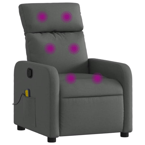 vidaXL Modern Dark Grey Massage Recliner Chair with Adjustable Back Breathable Fabric Padded Seat Tufted Cushion Ergonomic Design for Living Room & Bedroom Reclining Armchair TV Elderly Single Sofa
