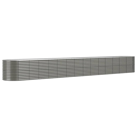 vidaXL Patio Raised Bed in Grey, Powder-Coated Steel - Weather-, Sturdy Construction with Ample Growing Space - Ideal for Gardens, Patios, and Balconies - Easy Assembly
