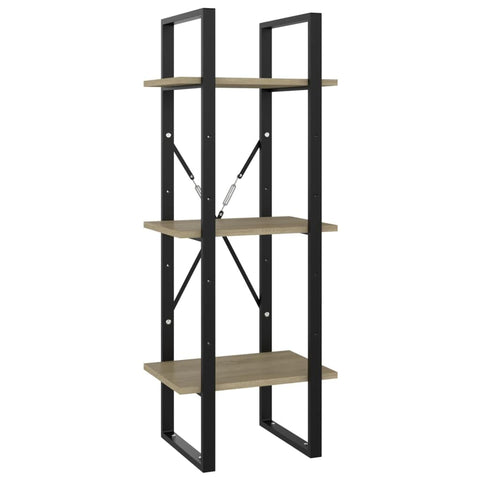 vidaXL 3-Tier Book Cabinet Sonoma Oak 15.7"x11.8"x41.3" Chipboard