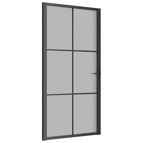 vidaXL Black and Transparent Aluminum and Tempered Glass Interior Door - Modern Design with Vertical Decorative Line, Easy Assembly, Ideal for Home or Office