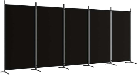 vidaXL vidaXL Room Divider, Folding Privacy Screen 5 Panel Room Divider, Freestanding Room Partition Wall Divider for Room Separation, Black Fabric