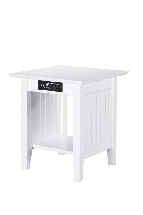 AFI Nantucket End Table with Built-in Charger in White