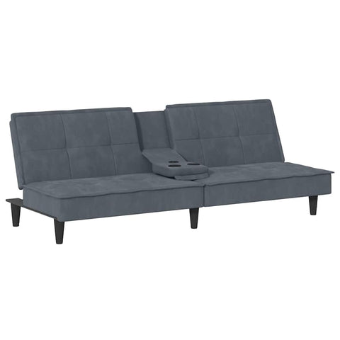 vidaXL Convertible Sofa Bed with Cup Holders - Elegant Dark Gray Velvet Upholstered Sleeper Sofa - Modern Design, Easy Assembly, Foam Filling for Extra Comfort