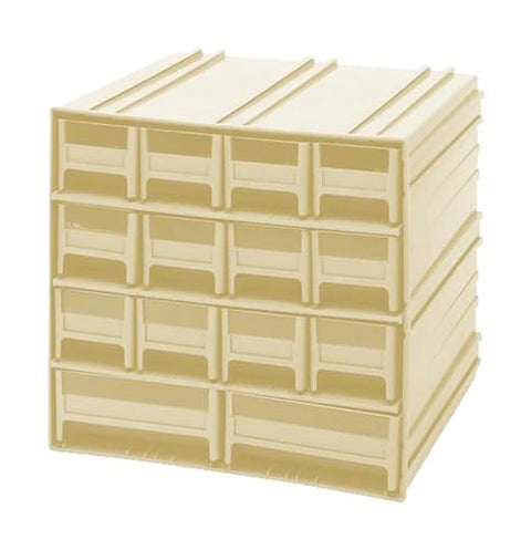 Quantum QIC-12123IV Interlocking Storage Cabinets, 11-3/8"D x 11-3/4"W x 11" H, Polysteryne, Gray with Ivory Bins