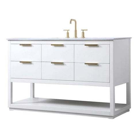 Elegant Kitchen and Bath Larkin 54" Solid Wood Single Bathroom Vanity in White