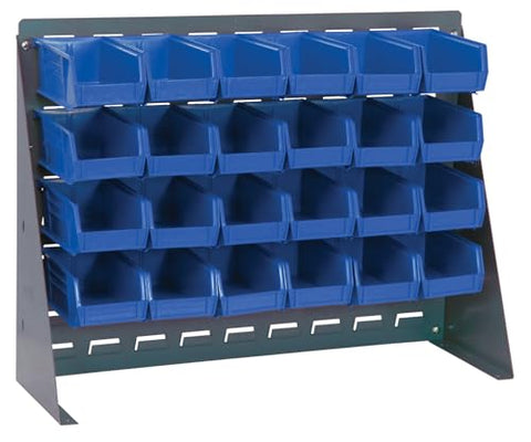 Quantum Storage Systems QBR-2721-220-24BL Ultra Bin Complete Bench Rack Package with 24 Ultra Bins, 27" x 8" x 21" , Blue