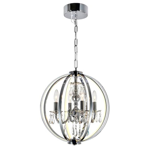 CWI Lighting 16'' Chrome Contemporary Chandelier for Foyer, Hallway, Bathroom – LED Compatible 4-Light with E12 Bulb Base