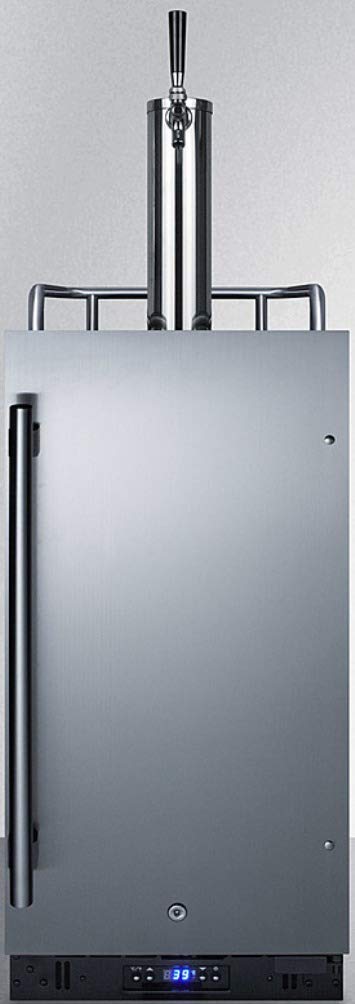 Summit Appliance SBC15WK Built-in 15" Wide Commercially Listed Wine Kegerator with Auto Defrost, Digital Thermostat, Stainless Steel Door, Pro Style Handle, Front Lock, Sealed Back and Black Cabinet