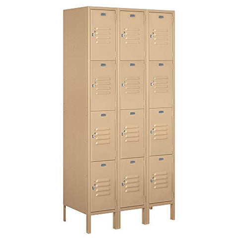 Salsbury Industries 64368TN-U Four Tier 6-Feet High 18-Inch Deep Unassembled Standard, Tan Metal Locker