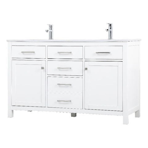 Elegant Lighting 54 Inch Double Bathroom Vanity in White