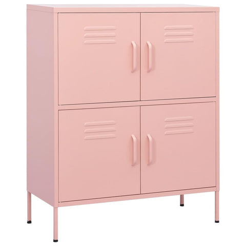 vidaXL Storage Cabinet, File Cabinet for Home and Office, Freestanding Drawer Cabinet with Shelves, Filing Storage, Industrial Style, Pink Steel