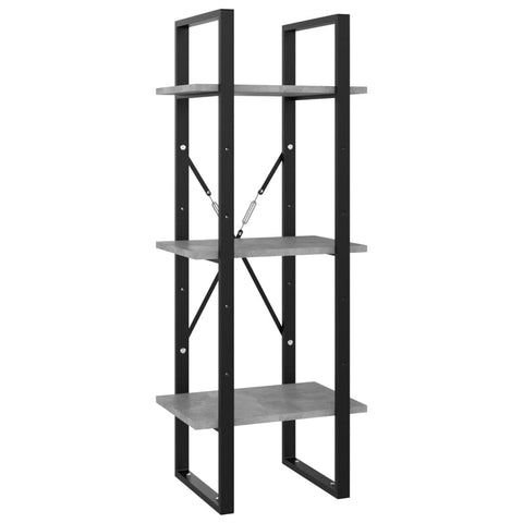 Oakestry 3-Tier Book Cabinet Concrete Gray 15.7 in.x11.8 in.x41.3 in. Engineered Wood Elegant Home Organization Unit