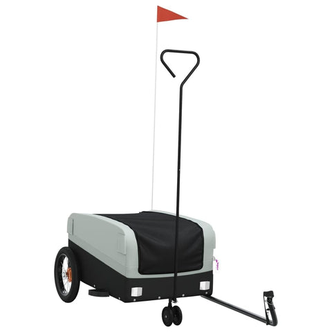 vidaXL Bike Trailer in Black/Gray - 66.1 lb Heavy-Duty Iron Construction with Oxford Fabric, 48"x20.9"x20.9" Tow Cart, 11.8" Wheels