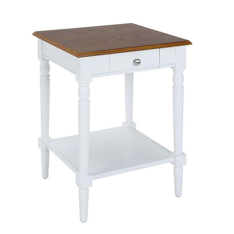 Convenience Concepts French Country 1 Drawer End Table with Shelf, Dark Walnut/White