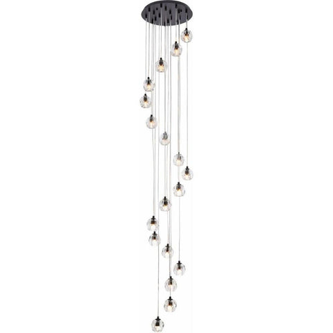 Elegant Lighting Luxurious Eren Adjustable Hanging 18 Lights Pendant for Living Room, Kitchen, Bedroom & Hallway, Black