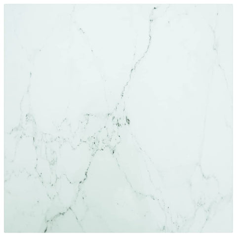 vidaXL Square Tempered Glass Table Top - White with Marble Design - 23.6"x23.6" - Ideal for Dining Tables, Coffee Tables, Garden Tables