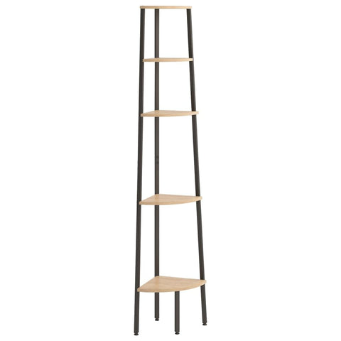 vidaXL Corner Shelf Light Brown and Black Engineered Wood, Steel Medium