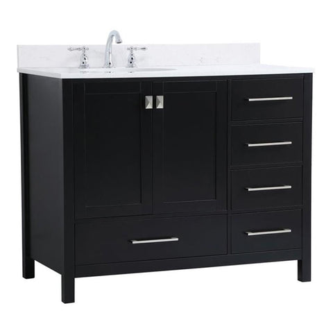Elegant Decor Irene 42" Solid Wood Single Bathroom Vanity w/Backsplash in Black