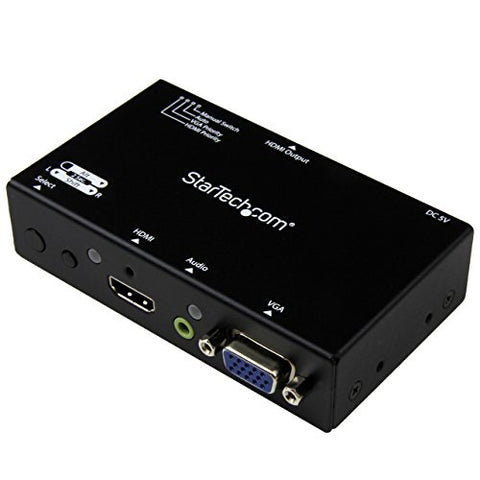 StarTech.com 2x1 VGA + HDMI to HDMI Switch / Selector Box - 1080p Multi Video Input Automatic Switcher - 2 Computers In 1 Monitor Out, TAA (VS221VGA2HD)