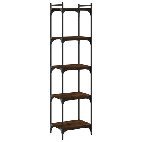vidaXL Engineered Wood Bookcase - 6-Tier Book Rack with Adjustable Feet and Metal Frame - Brown Oak - Freestanding Shelf Storage Unit for Home or Office