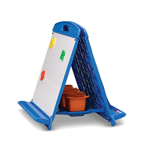 Copernicus Tabletop Kids Easel, Portable Art Easel Includes 2 Magnetic Dry Erase Boards, Pocket Chart, 3 Removable Storage Bins for Children's Art Supplies, Handle and Collapsible for Kids Easy Carry