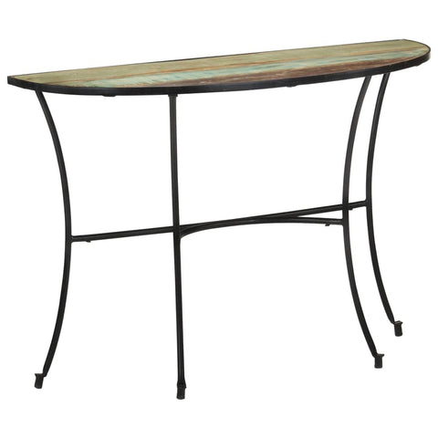 vidaXL Solid Reclaimed Wood Side Table - Half-Circle Design with Mixed Color Finish, Durable Construction, Suitable for Living Room/Dining Room/Hallway