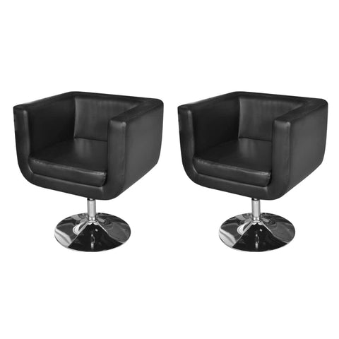 vidaXL 2-Piece Armchair Set, Black Faux Leather Upholstery, Modern Design, Height-Adjustable Seat, Chrome Base, Ideal for Living Room, Lounge, or Office