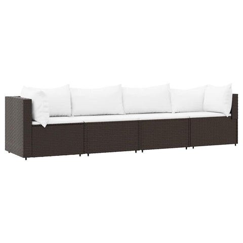 vidaXL Stylish Brown PE Rattan Outdoor Patio Lounge Set - Weather-Resistant, Easy to Assemble, Flexible Garden Furniture with Comfortable Cushions
