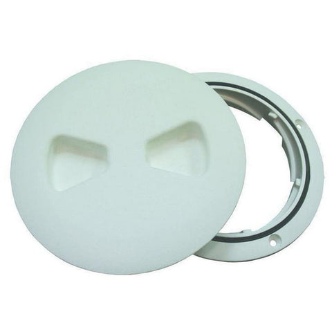 TH Marine 4" Low Profile Screw Out Textured Deck Plate w/Molded Gasket- Polar White (DPSLP-4-2-DP)