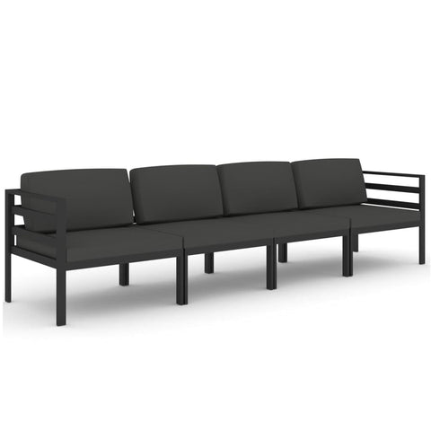 vidaXL Patio Lounge Set 4 Piece with Cushions Garden Outdoor Lawn Yard Terrace Balcony Seat Seating Sofa Furniture Aluminum Anthracite