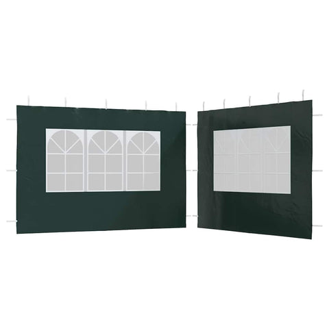 vidaXL Party Tent Sidewall 2 Pcs, Canopy Sidewall with Decorative Windows, Outdoor Pavilion Panel Walls, Marquee Enclosure, PE Green
