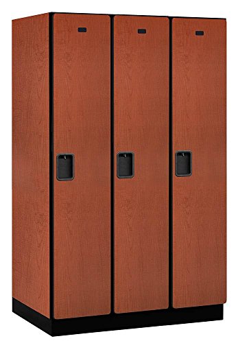 Salsbury Industries 1-Tier Extra Wide Designer Wood Locker with Three Wide Storage Units, 6-Feet High by 24-Inch Deep, Cherry