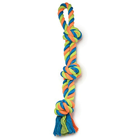 Grriggles Mighty Bright Tug Rugged Rope Dog Chew Toy, Double Tug- 22"L