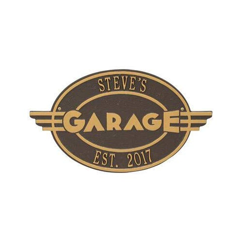 Whitehall 1655OG Moderno Garage Personalized Plaque in Bronze and Gold Color 10.25 x 18 x 0.25