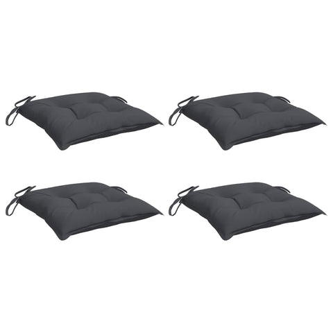 vidaXL Anthracite Chair Cushions - 4 pcs Set, Oxford Fabric, Water-, Indoor/Outdoor Use, 15.7"x15.7"x2.8", with Non-Slip Ropes