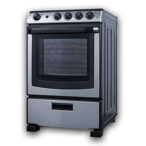 Summit 24Ó Electric Smooth Top Range, Large 2.9 cu.ft Oven, ADA Complaint, Stainless Steel- REX2451SSRT