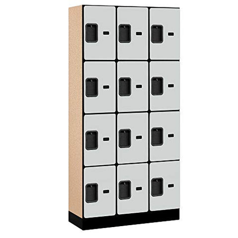 Salsbury Industries Four Tier Designer Wood Locker, Gray, 6' 3" x 15"