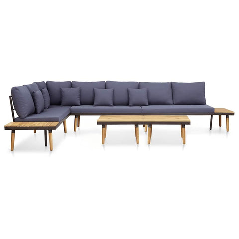 vidaXL Patio Furniture Set, Patio Conversation Set with Cushions, Outdoor 7-Seater Sofa with Coffee Table for Garden, Solid Wood Acacia Brown