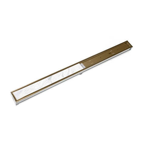 48" S-PVC Series Complete Kit with Tile Insert Frame in Satin Bronze