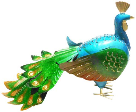 D-Art Collection Iron Peacock Lantern Garden Decor