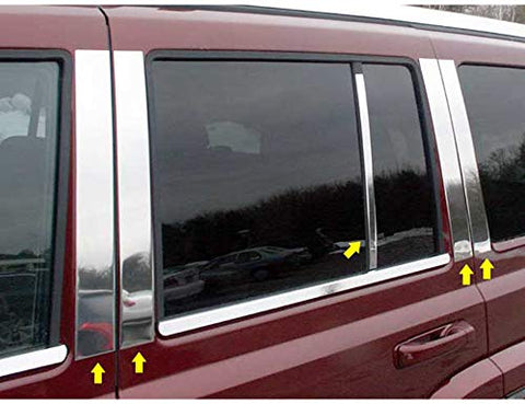 QAA is Compatible with 2006-2010 Jeep Commander 10 Piece Stainless Pillar Post Trim PP46098