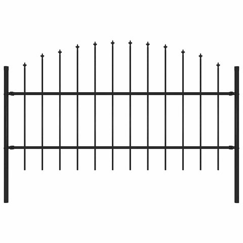 vidaXL Garden Fence with Spear Top Outdoor Patio Yard Panel Barrier Steel 5.6' Black