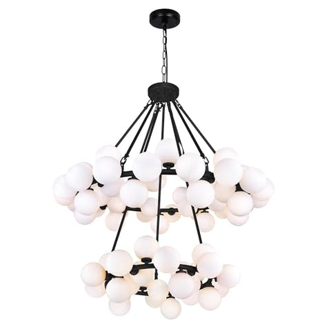 CWI Lighting 39" Black Chandelier for Living Room, Grand Foyer – 70-Light Globe Design with G9 Bulb Base – LED Compatible, Adjustable Chain – BACL Certified